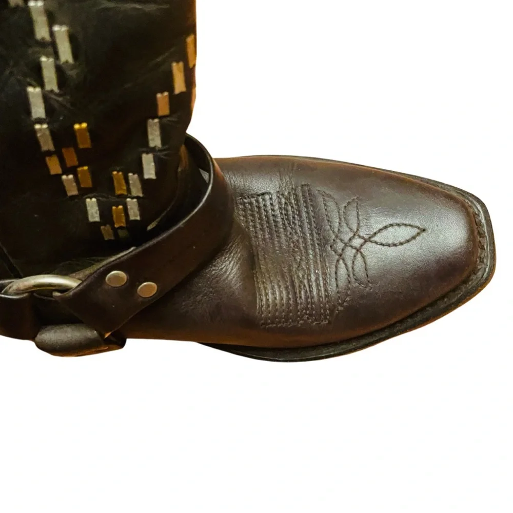 Golden Goose Deluxe Brand Leather Boots with silver Studded Butterfly Vero Cuoio - Picture 8 of 15